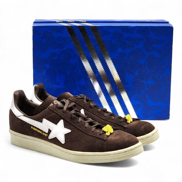 Adidas x BAPE Campus 80s Suede Sneakers 30th Anniversary Brown IF3379 US 10.5 - Picture 1 of 10